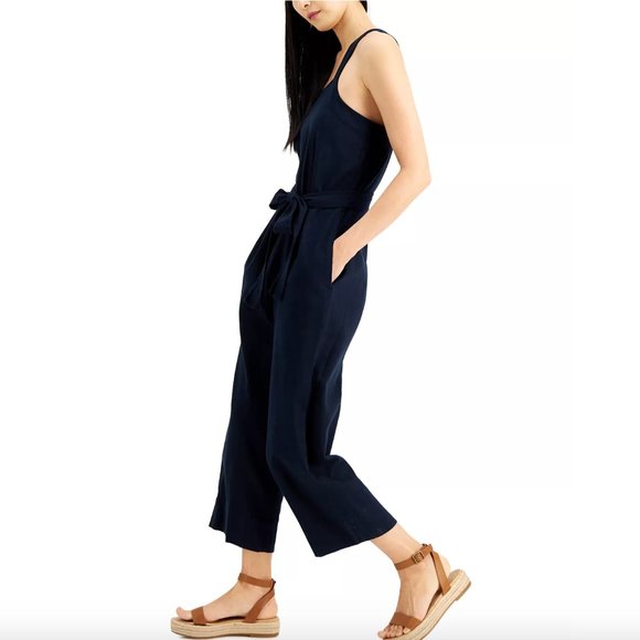 NEW INC Square-Neck Tie-Waist Jumpsuit - Picture 3 of 11